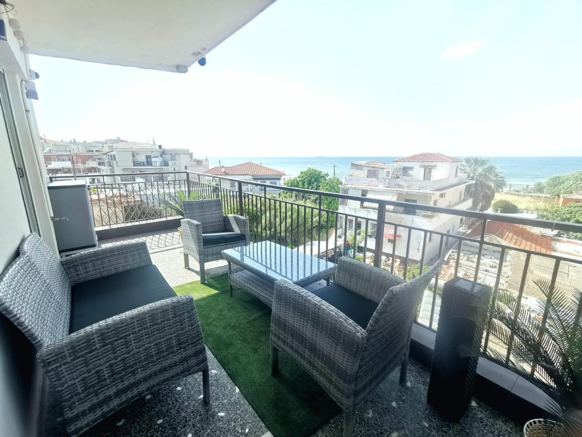Pure Bliss Luxury Beachfront Apartment With Panoramic Sea Views, Electric Bbq, Gym Equipment And More أغيا ترياس المظهر الخارجي الصورة